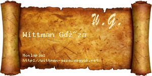 Wittman Géza névjegykártya