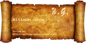 Wittman Géza névjegykártya
