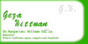 geza wittman business card